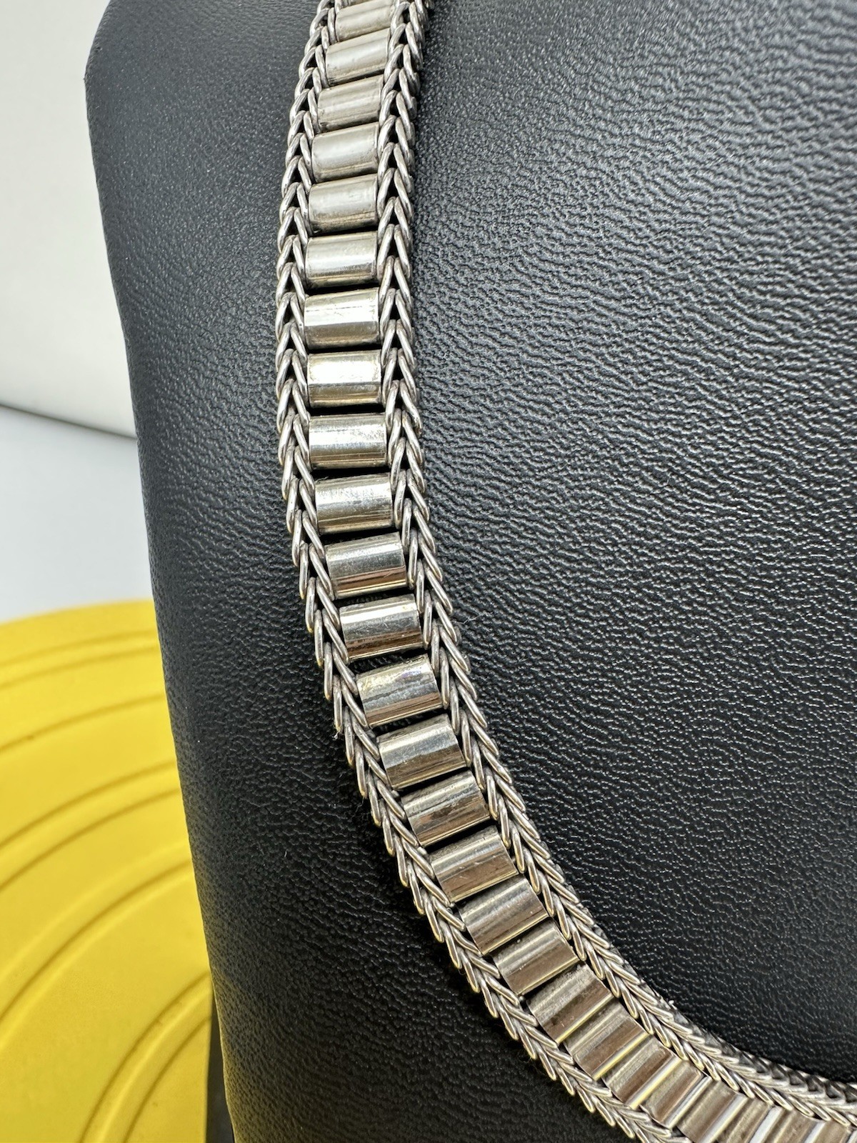 Sterling Silver Amazing Modern Design Choker Necklace Beautiful Chic 57g 16 In +