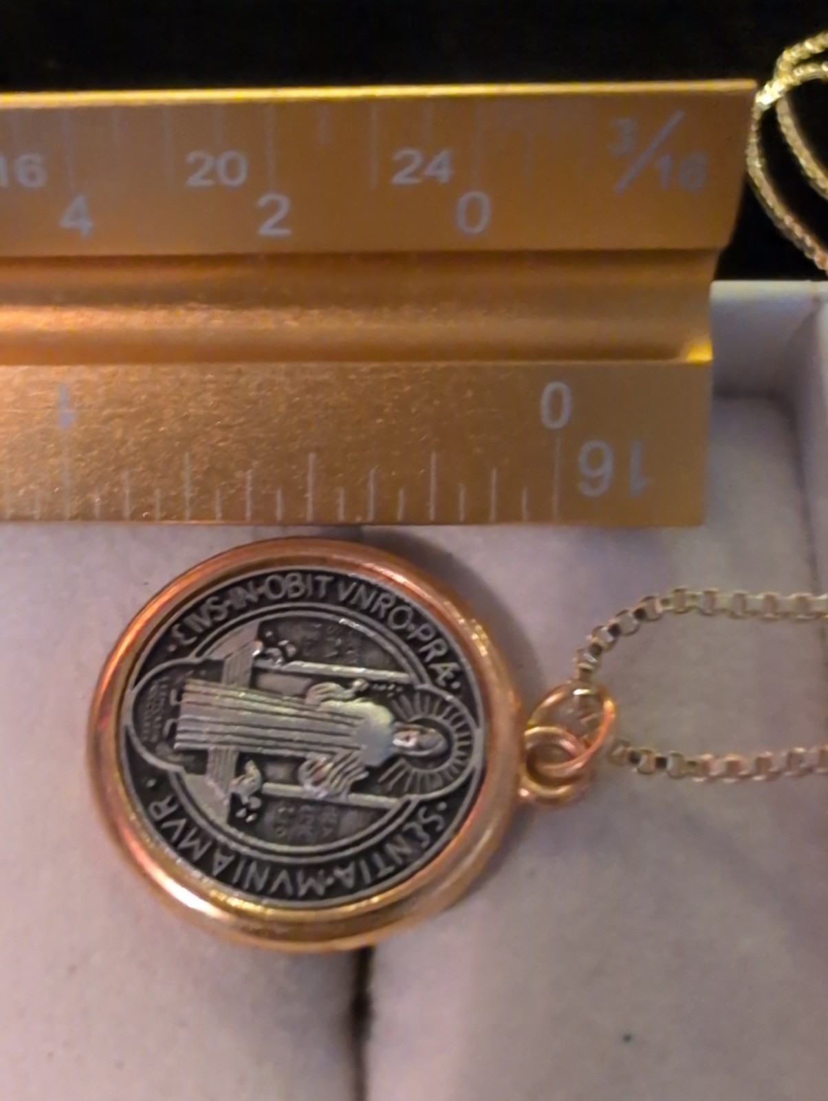 Starline 925 St Benedict’s Medallion 18 Kt Gold Rimmed With 18 GF Necklace