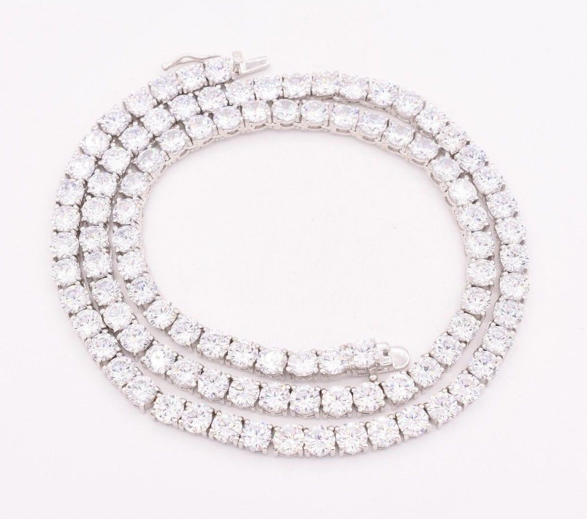 5mm Round Cut CZ Tennis Chain Necklace Real Solid Sterling Silver ANTI TARNISH