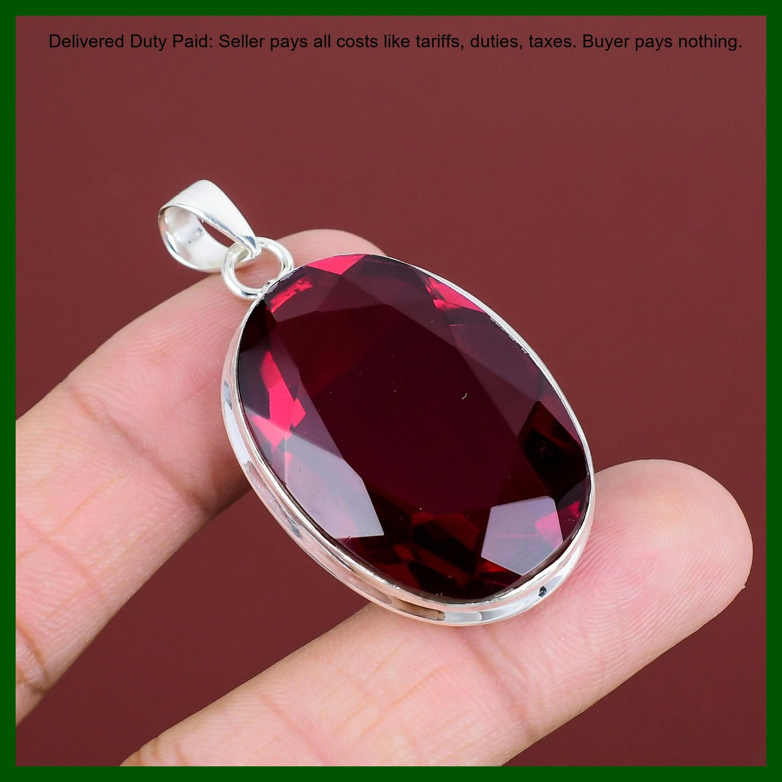 Oval Rubellite Stone Anniversary Sister Birthday Wedding Boho Pendant 925 Silver