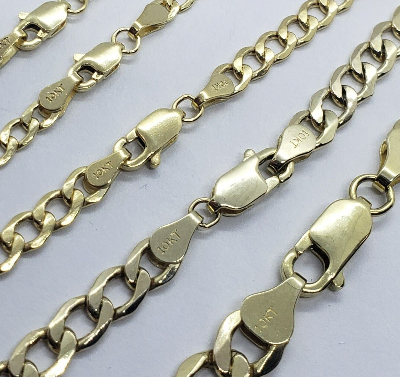 10K Yellow Gold Hollow Cuban Curb Chain Link Necklace Bracelet 5.5mm 7mm 7″~30″