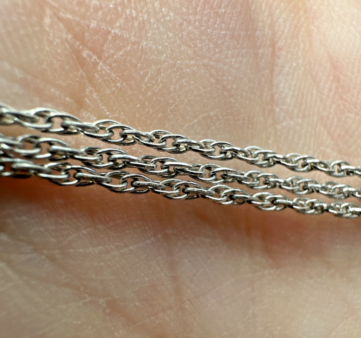 Vtg Sterling Silver 925 Three Strand Layered Cable Chain 16” 4.96g Lobster Clasp