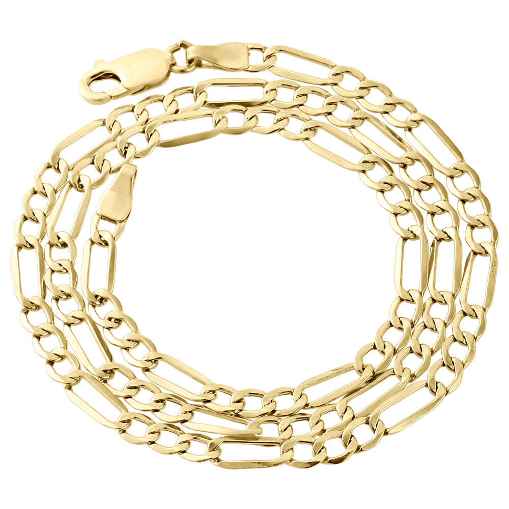 Mens Real 10K Yellow Gold Figaro Chain 4mm Necklace High Polished 16-30 Inches