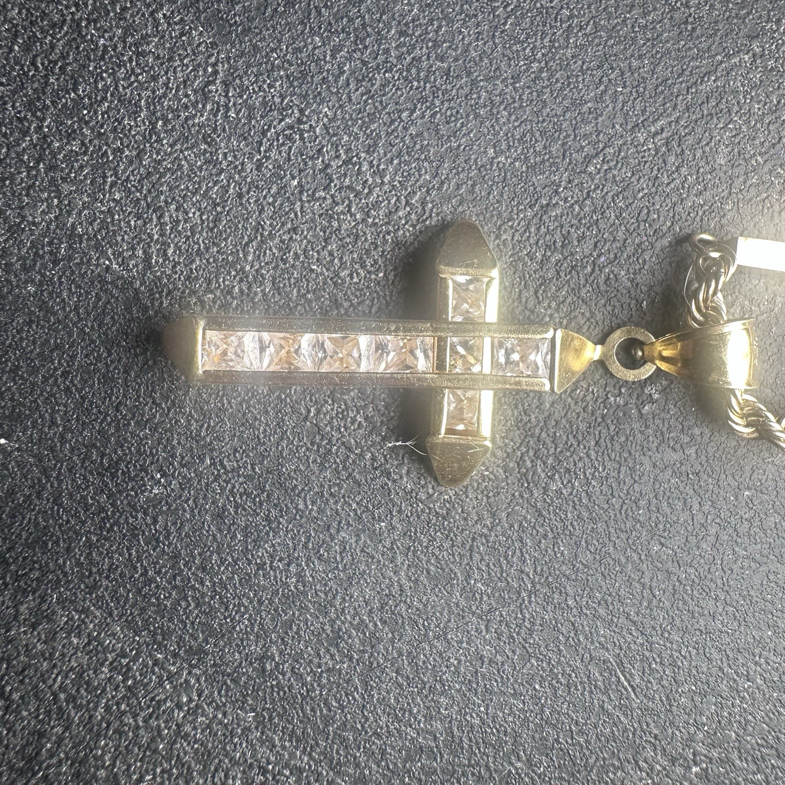 14k Vintage Necklace Rope And Bar Chain 14k Pendant. Stones Unknown 24inch