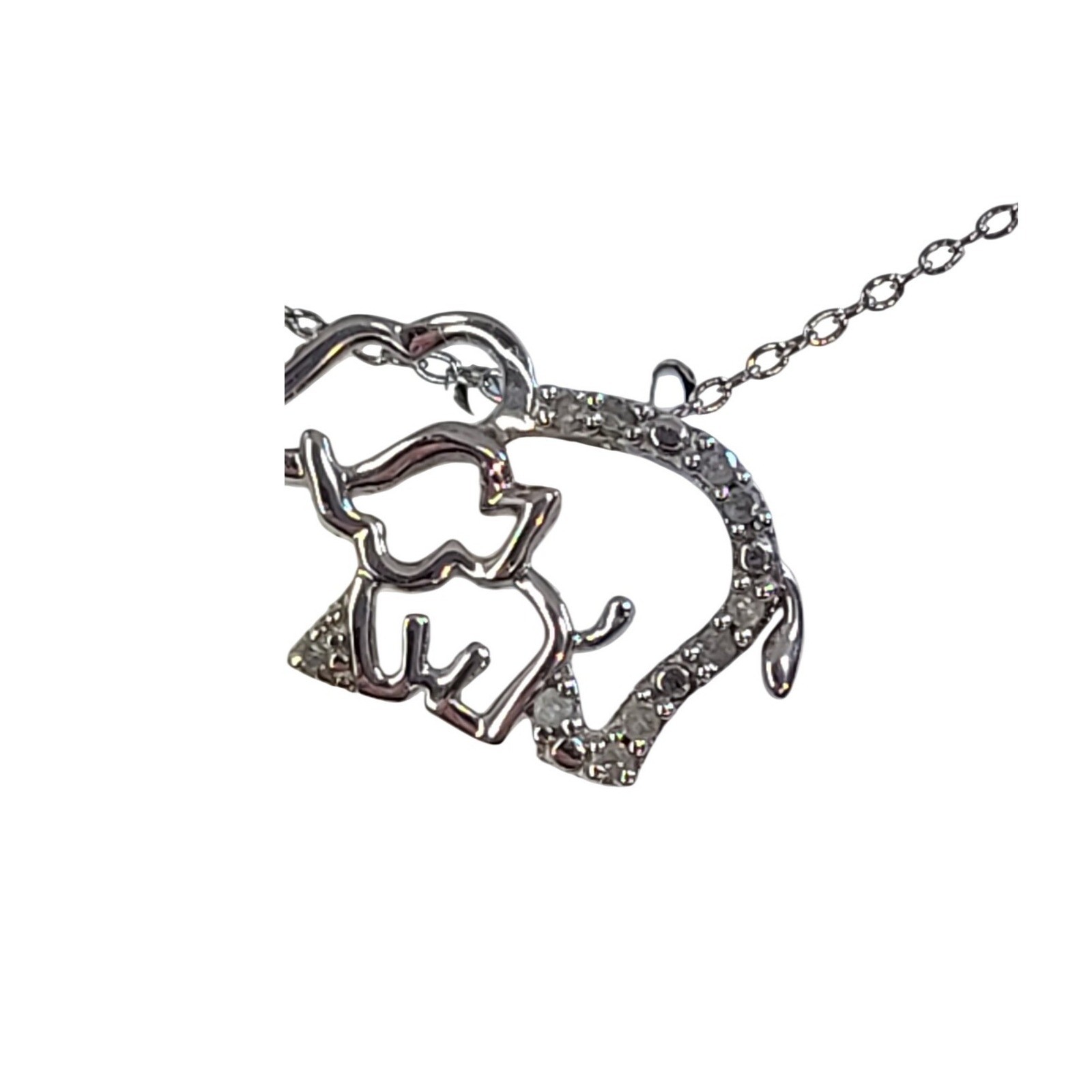 R H Macy & Co Sterling Silver Diamond Elephant Necklace 1 10 CTW