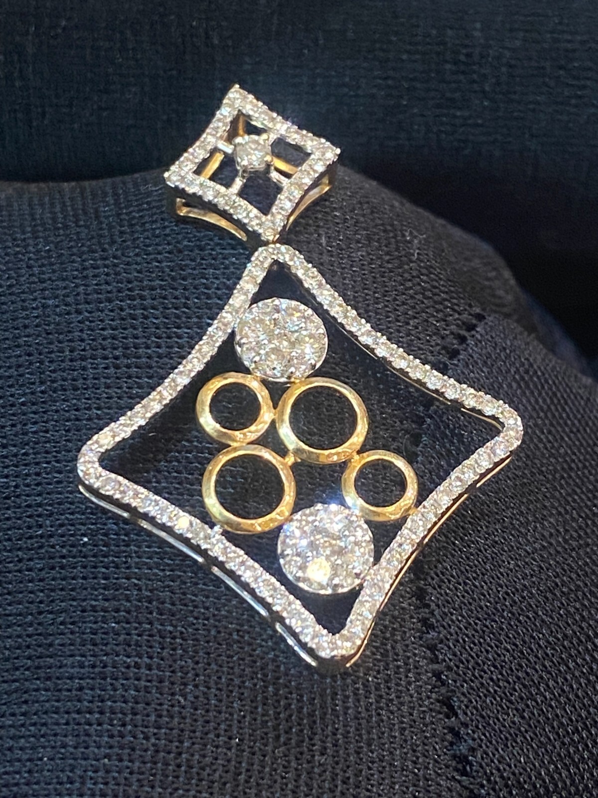 Pave 1.22 Cts Round Brilliant Cut Natural Diamond Pendant In 14K Gold