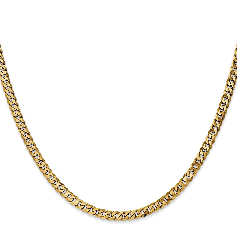 10K Yellow Gold 3.9mm Flat Beveled Curb Chain Necklace 18″ 10.01gm