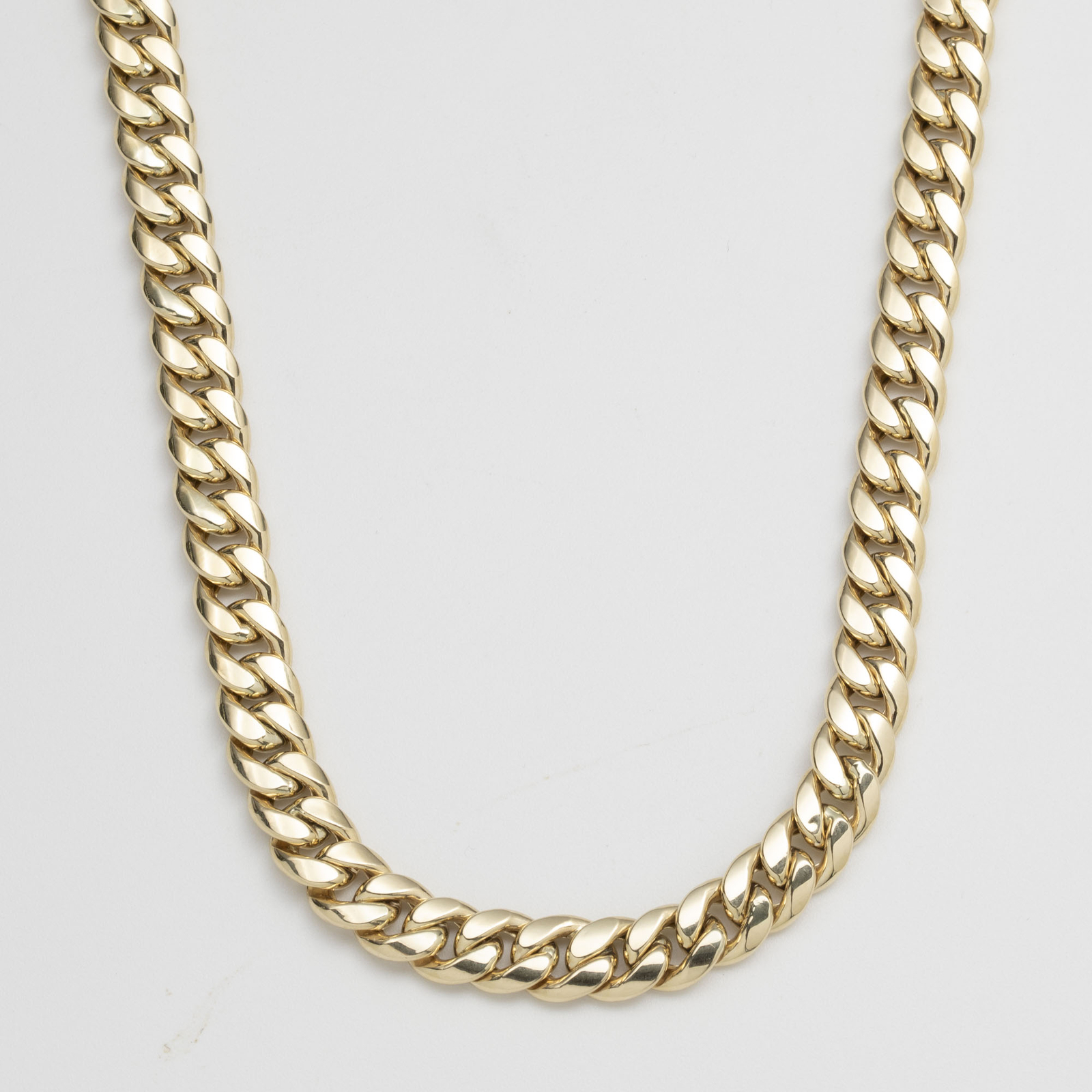 7.5mm Miami Cuban Link Chain Box Lock Necklace Real 14K Yellow Gold 16″