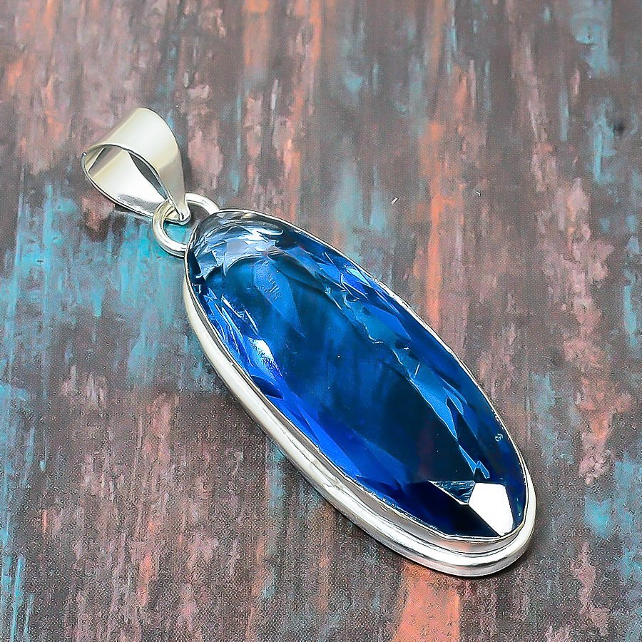 Tanzanite Quartz Gemstone Handmade Gift Jewelry Pendant 2.36″ R567