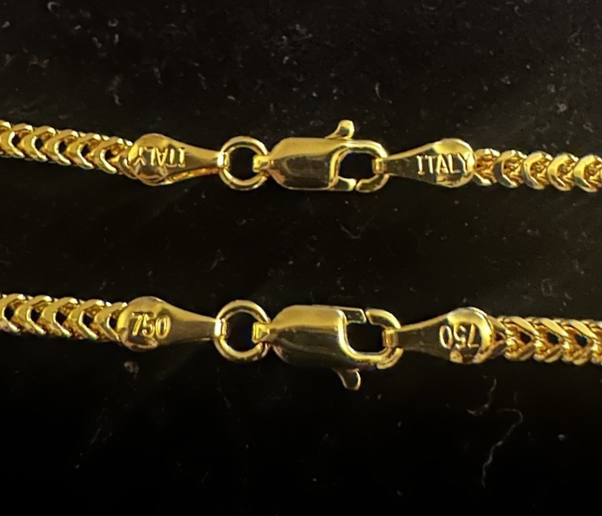 POSH Italian 18k FRANCO 3mm Yellow Gold Filled Chain Set 21” 23” Stamped