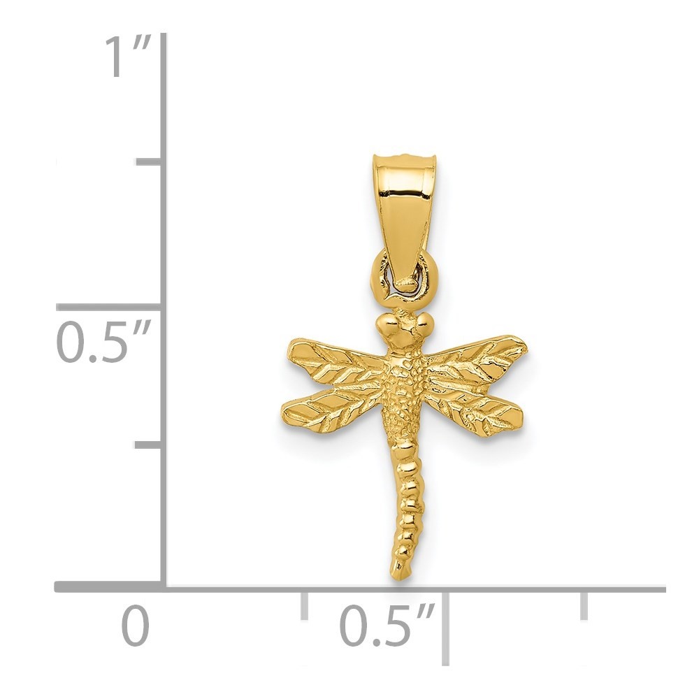 14k Yellow Gold Dragonfly Pendant for Women 0.45gm L-0.75 in,W-0.4 in