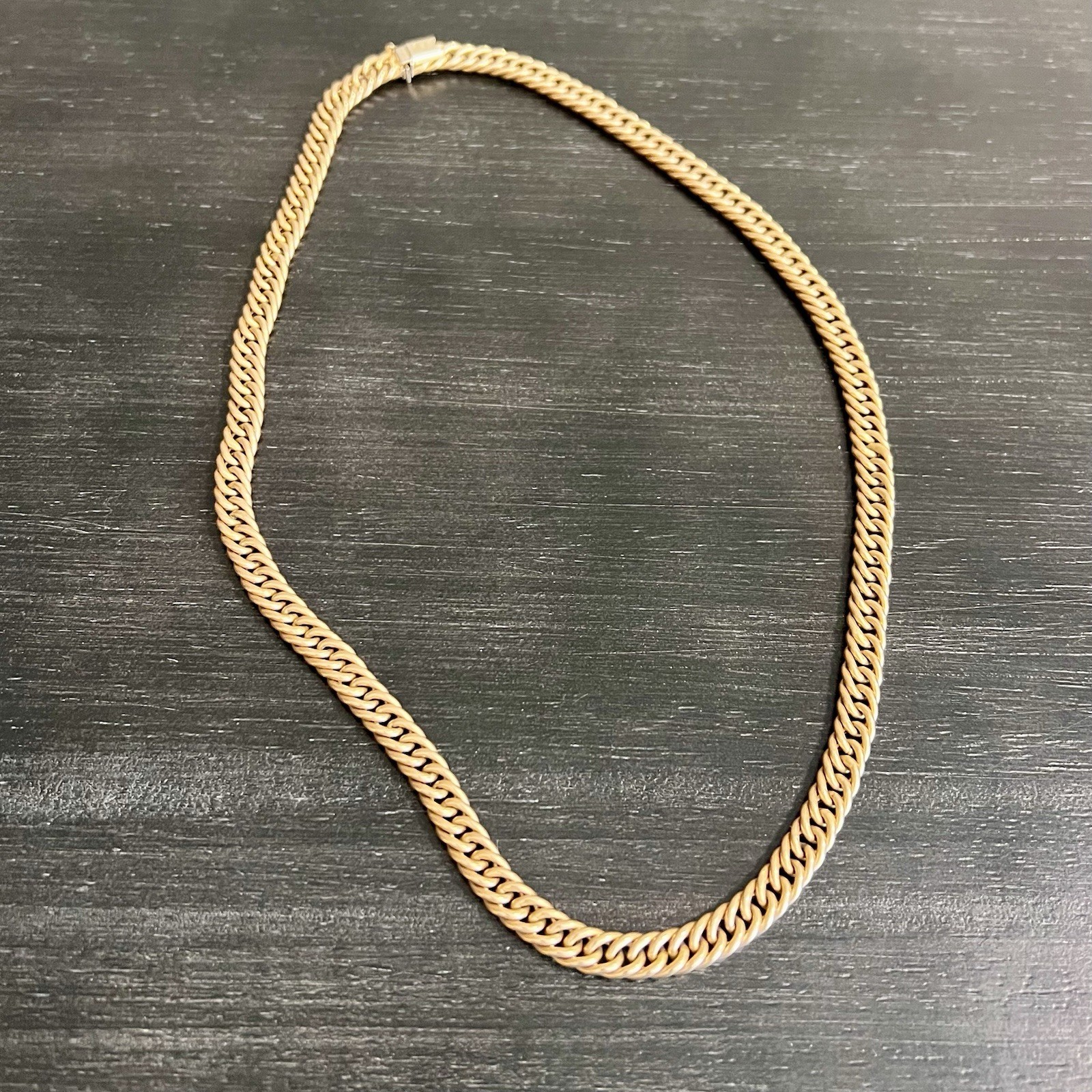 VTG Solid 14K Italian Chain 57 AR Hallmark Reversible Fancy Curb Necklace 26.58g