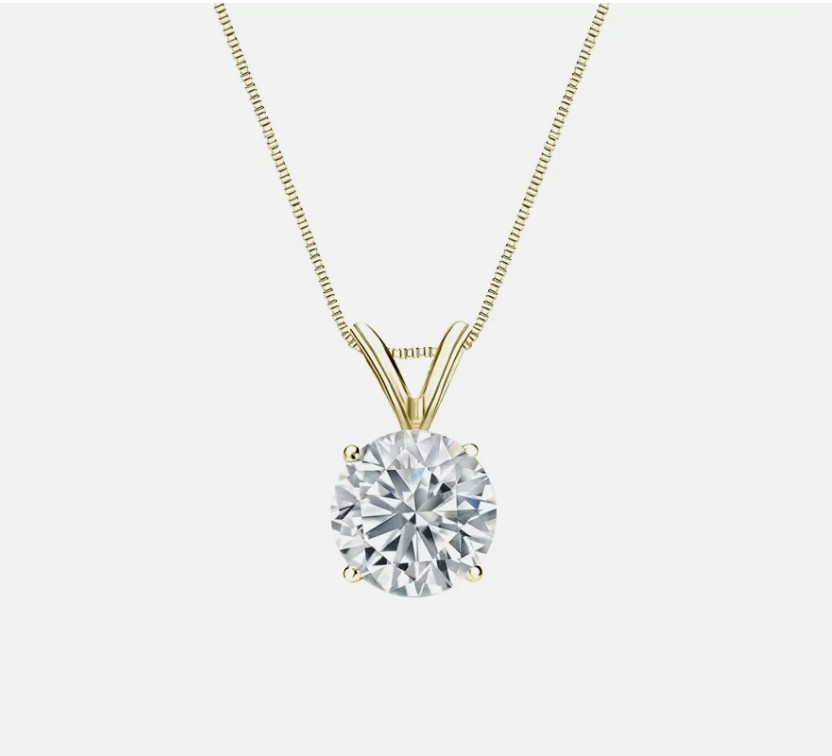 0.1-0.75 ctw Natural Round Diamond Solitaire Pendant in 10k Gold