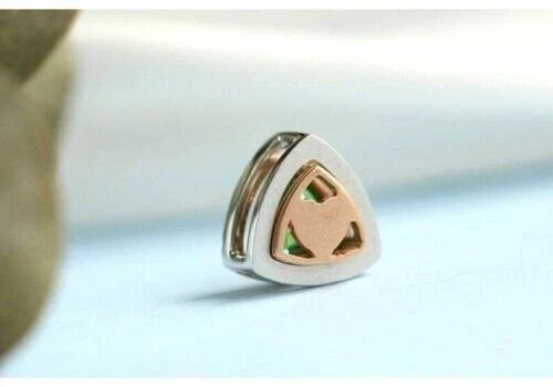 3CT Halo Trillion Cut Lab Created Emerald/Diamond Pendant 14K Two Tone Gold Over