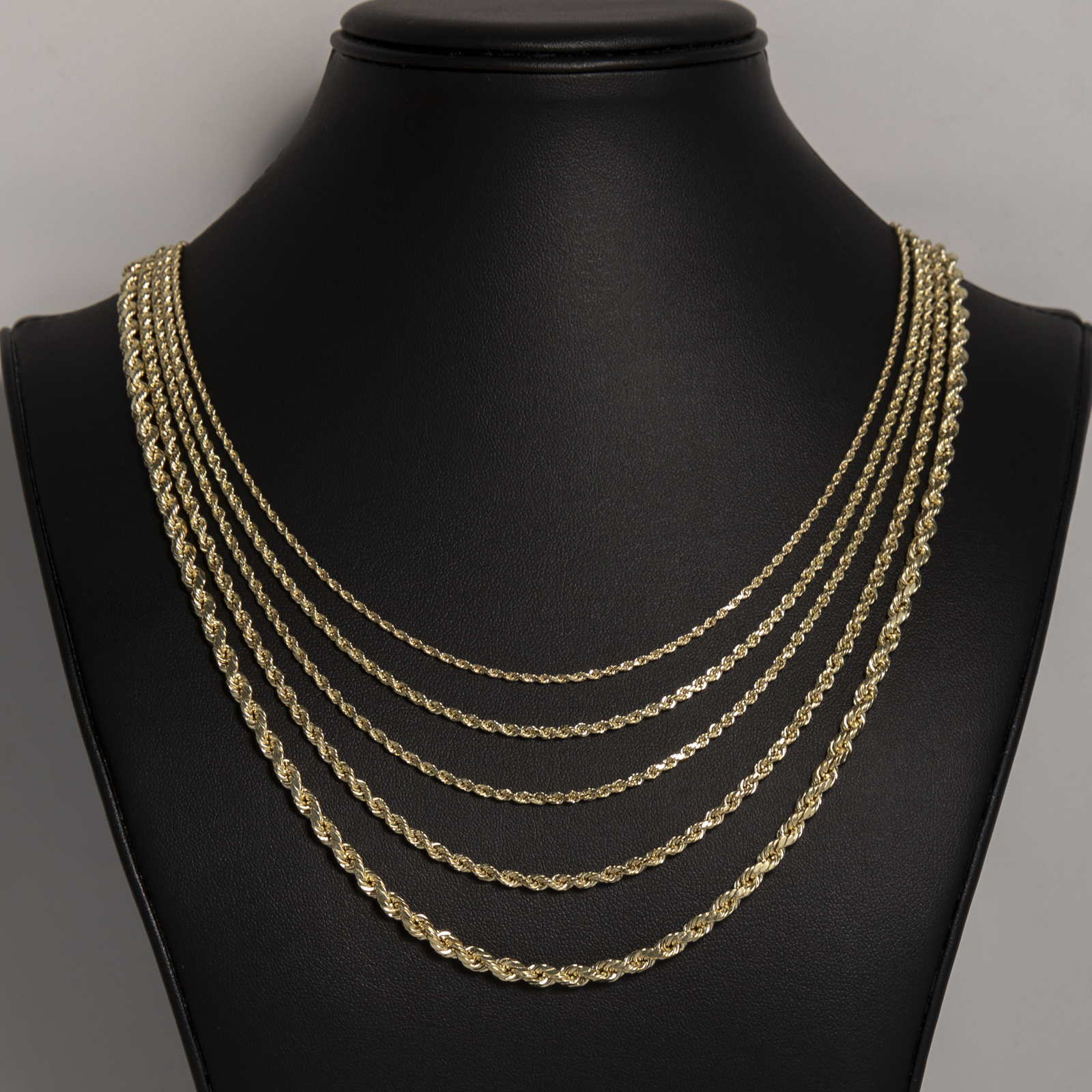 Rope Chain Necklace Real 14K Yellow Gold All Sizes