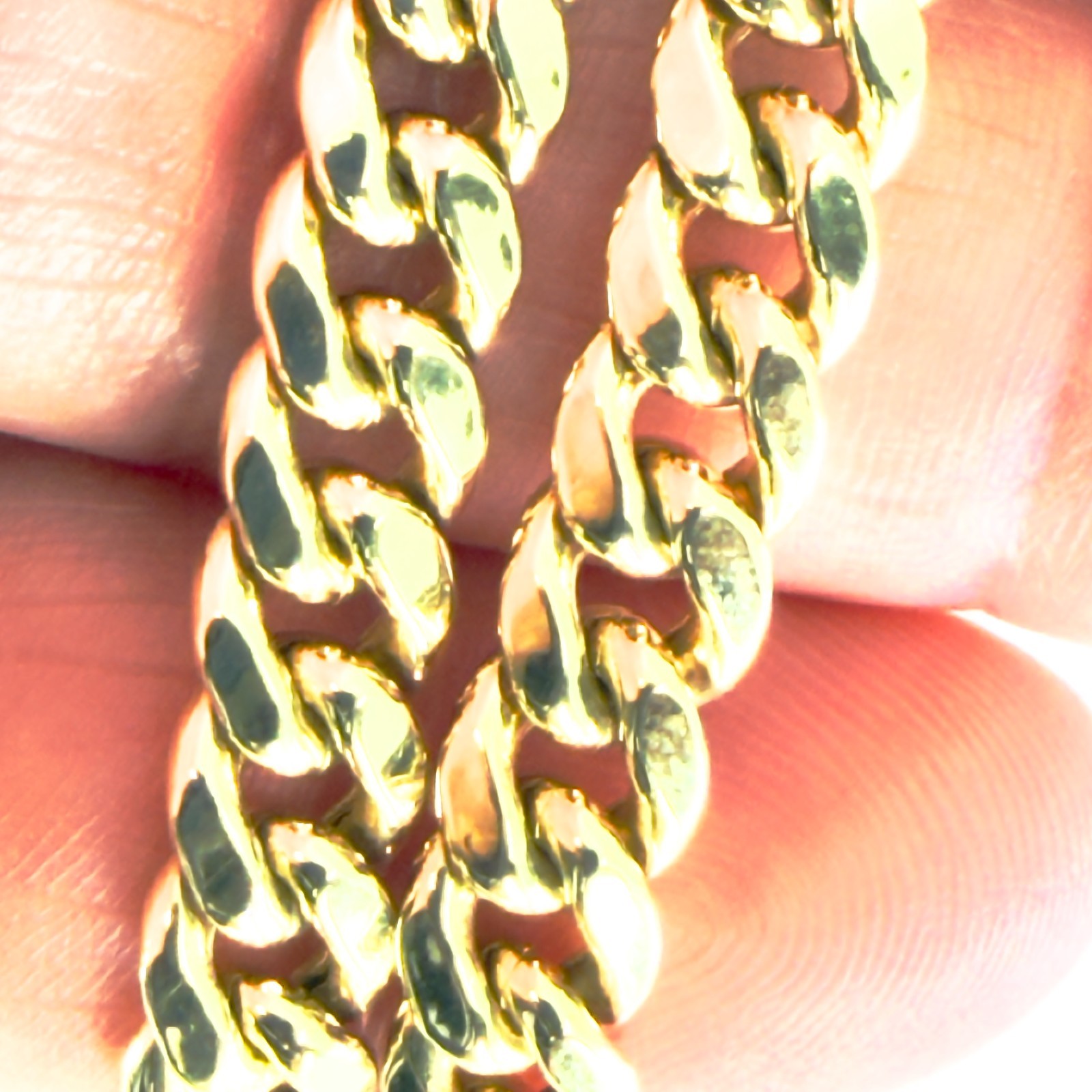 Real 14K Yellow Gold Cuban Link Chain 6.5mm 22 inch Mens Necklace Hollow