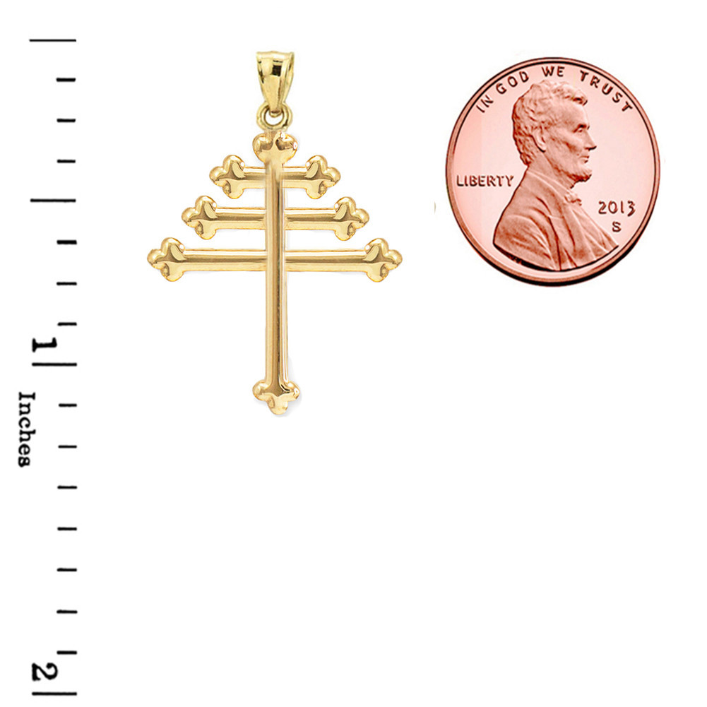 Solid Gold Maronite Cross Pendant (Available In Yellow/Rose/White Gold)