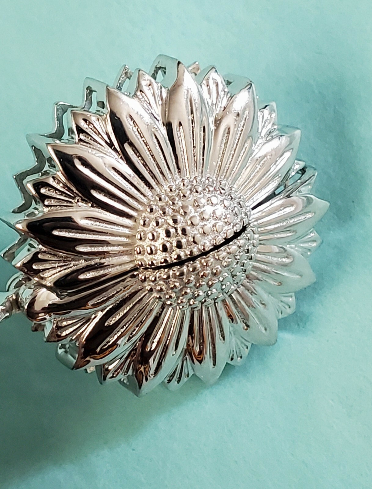 Sunflower Hidden Message Pendant Platinum Bond With Sterling Silver Chain