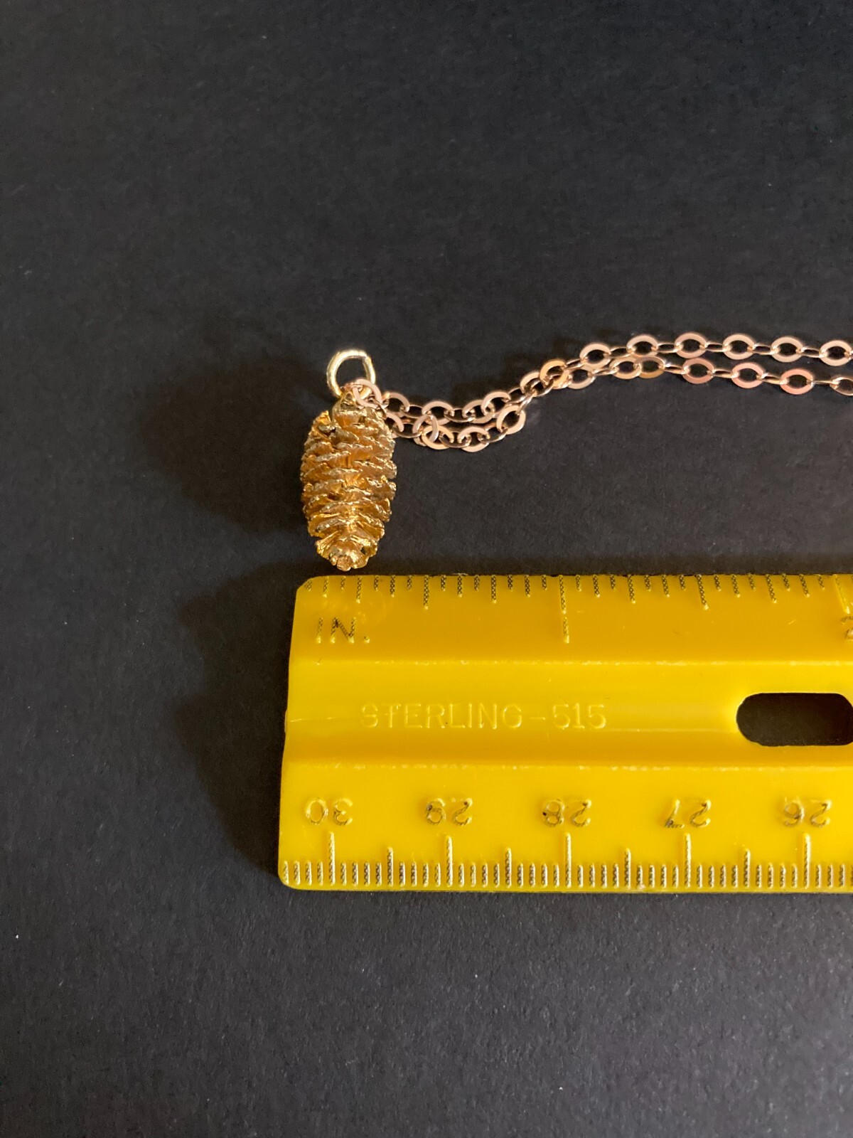 14K RG over .925 24″ Oval Link Chain Necklace w/ Goldtone Pine Cone Pendant