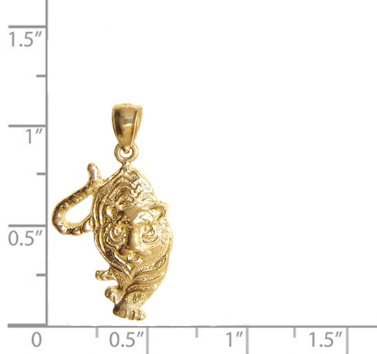 New 14k Yellow Gold Tiger Pendant