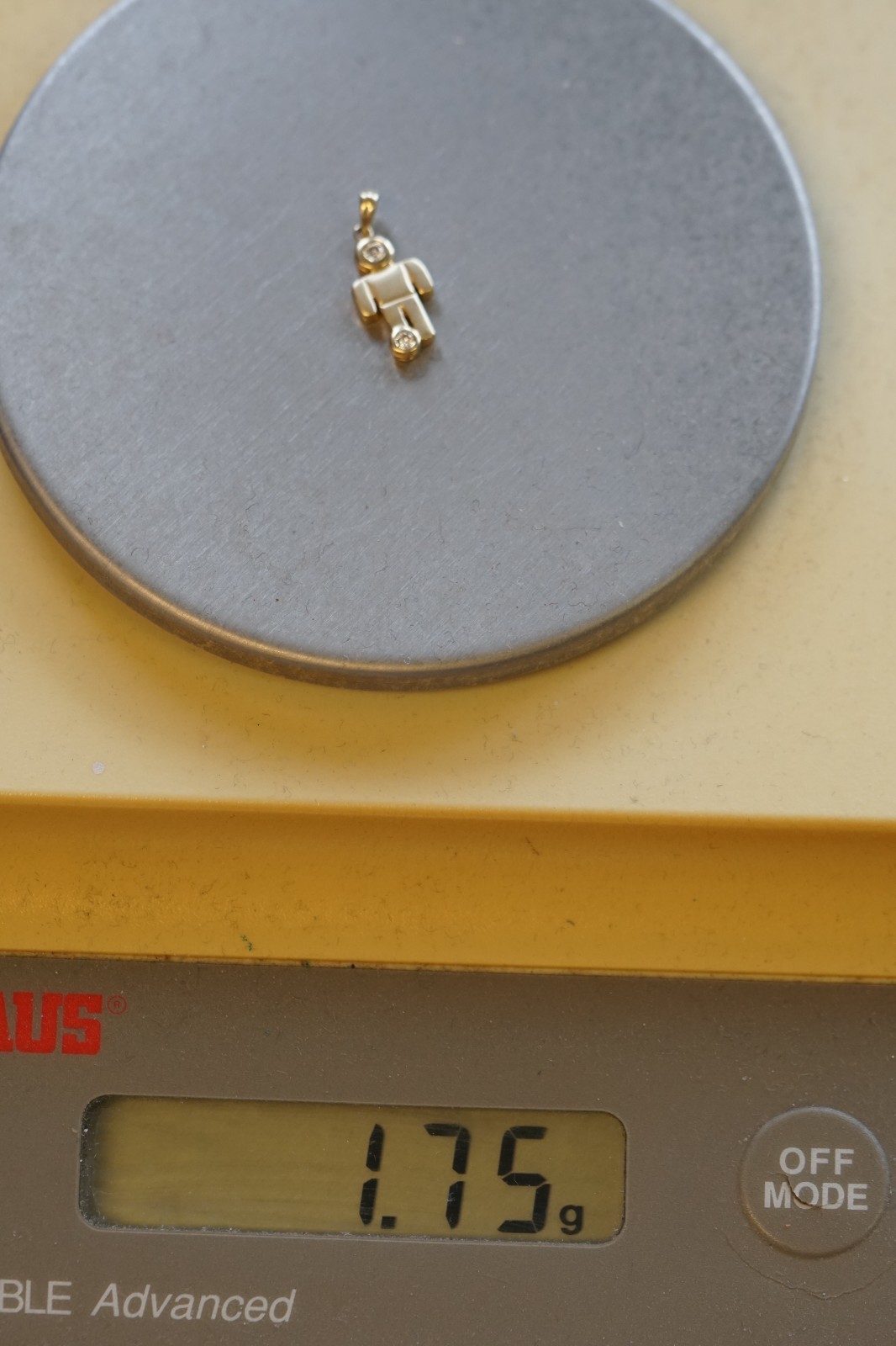 14K Yellow Gold Male Soccer Charm Pendant, with 2 NATURAL DIAMONDS 1.8 grams