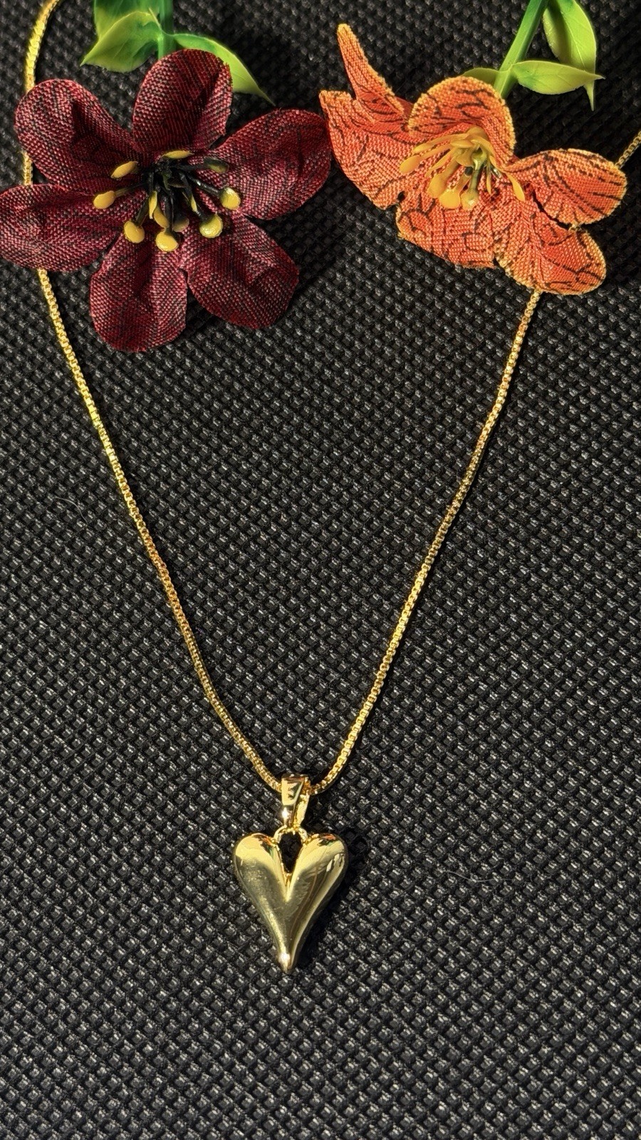 Gold Plated 925 Sterling Silver Box Chain With Heart Pendant