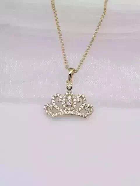14K Yellow Gold Plated Round Cut 1.50 Ct Real Moissanite Women’s Crown Pendant