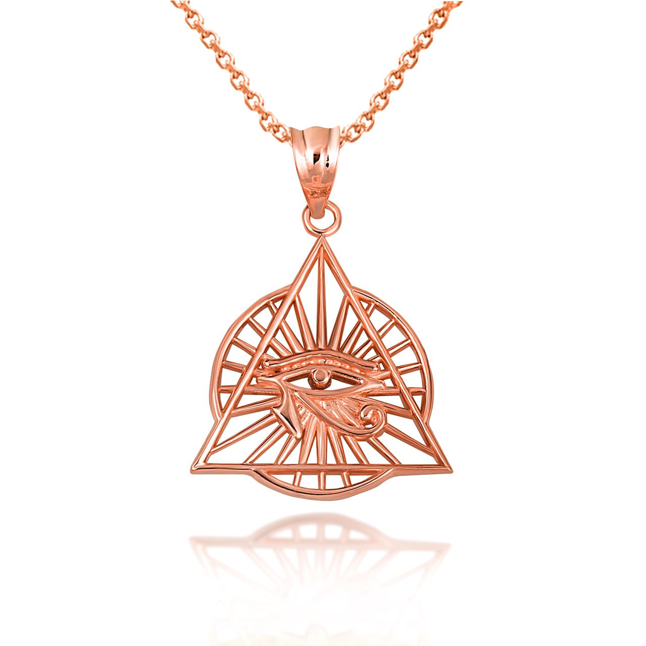 Gold Egyptian Illuminated Eye Of Horus Wedjat Necklace(Yellow/Rose/White)