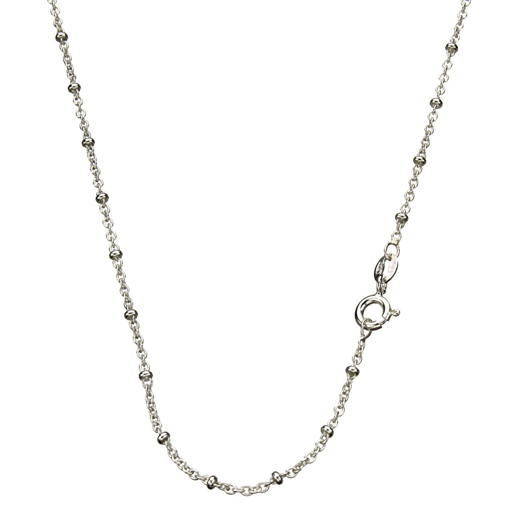 925 Sterling Silver Rolo Oval Cable Beads Chain station Chain ITALY