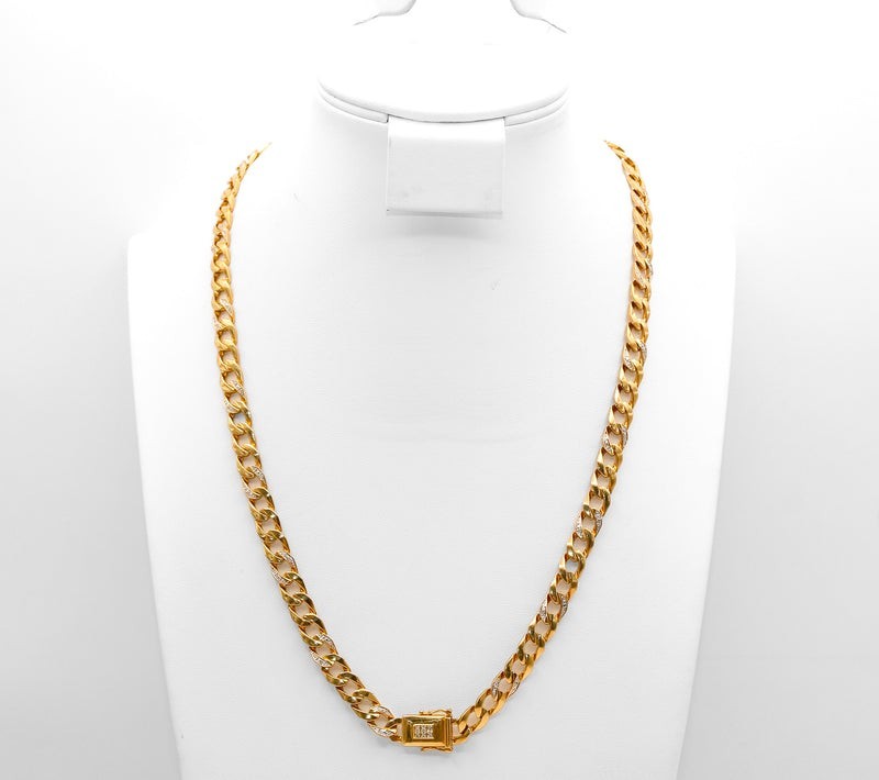 10K Diamond Mens Curb Necklace