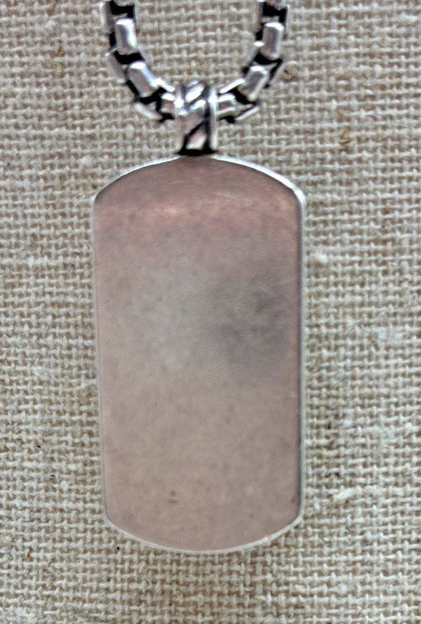David Yurman 925 Sterling Silver Plain Dog Tag Pendant 20″ Box Chain DY Signed