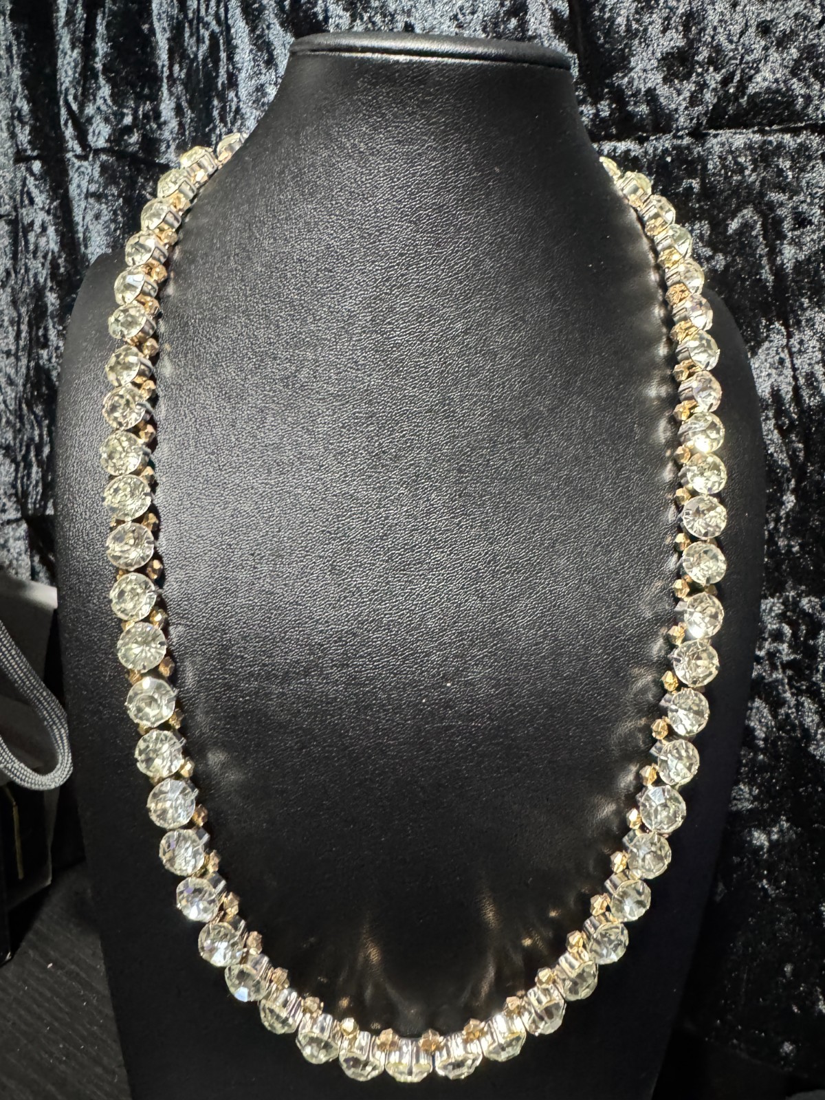 10 MM Round White colorless Faux Diamond Necklace 24 Inch 2.5 inch adjuster