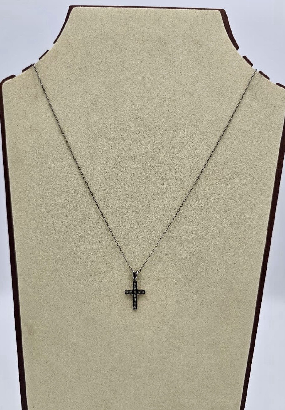 Sterling Silver Marcasite Cross Pendant With A Chain Necklace