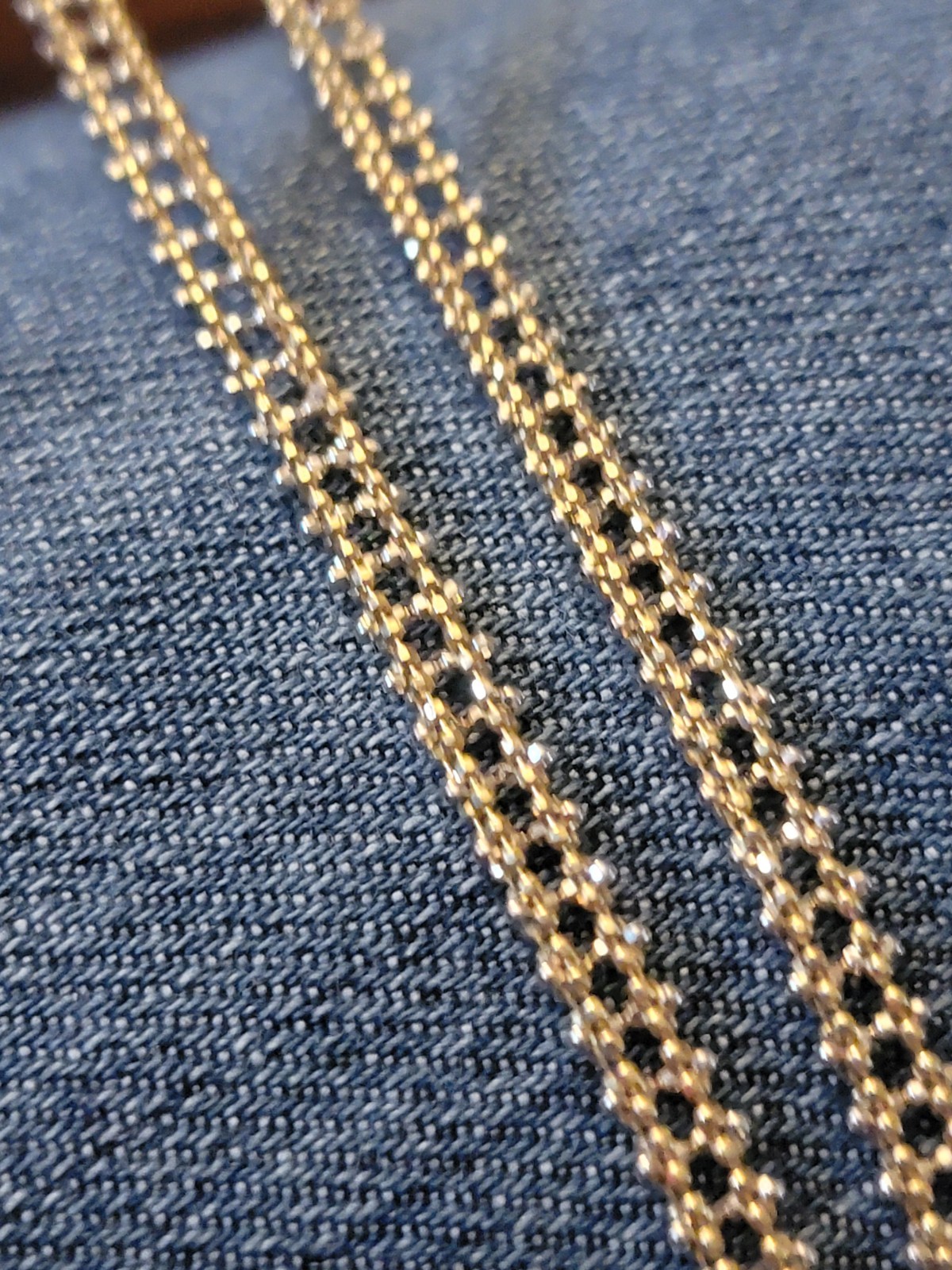 14k Yellow & White Gold Necklace, 17in, Indonesia, Tags, Half Original Cost