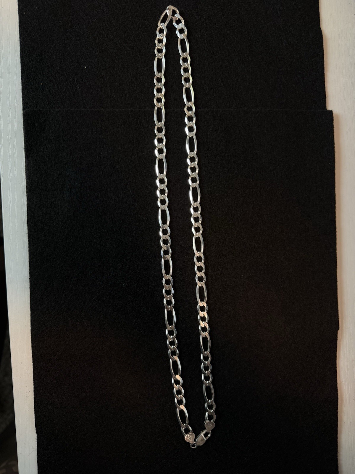 .925 Sterling Silver Figaro Link 14″ Necklace Very Nice Made In Italy Figaro HVY