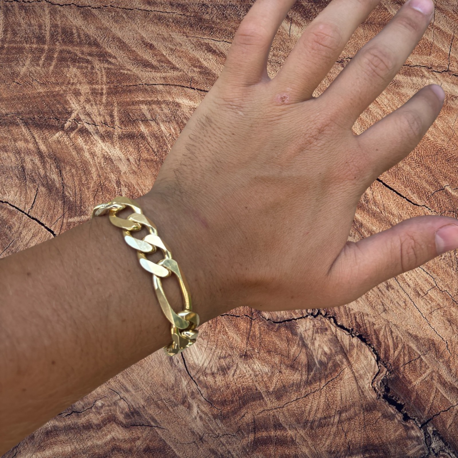 13mm Figaro Bracelet – 925 Sterling Silver or 14k Gold Vermeil Made in Italy