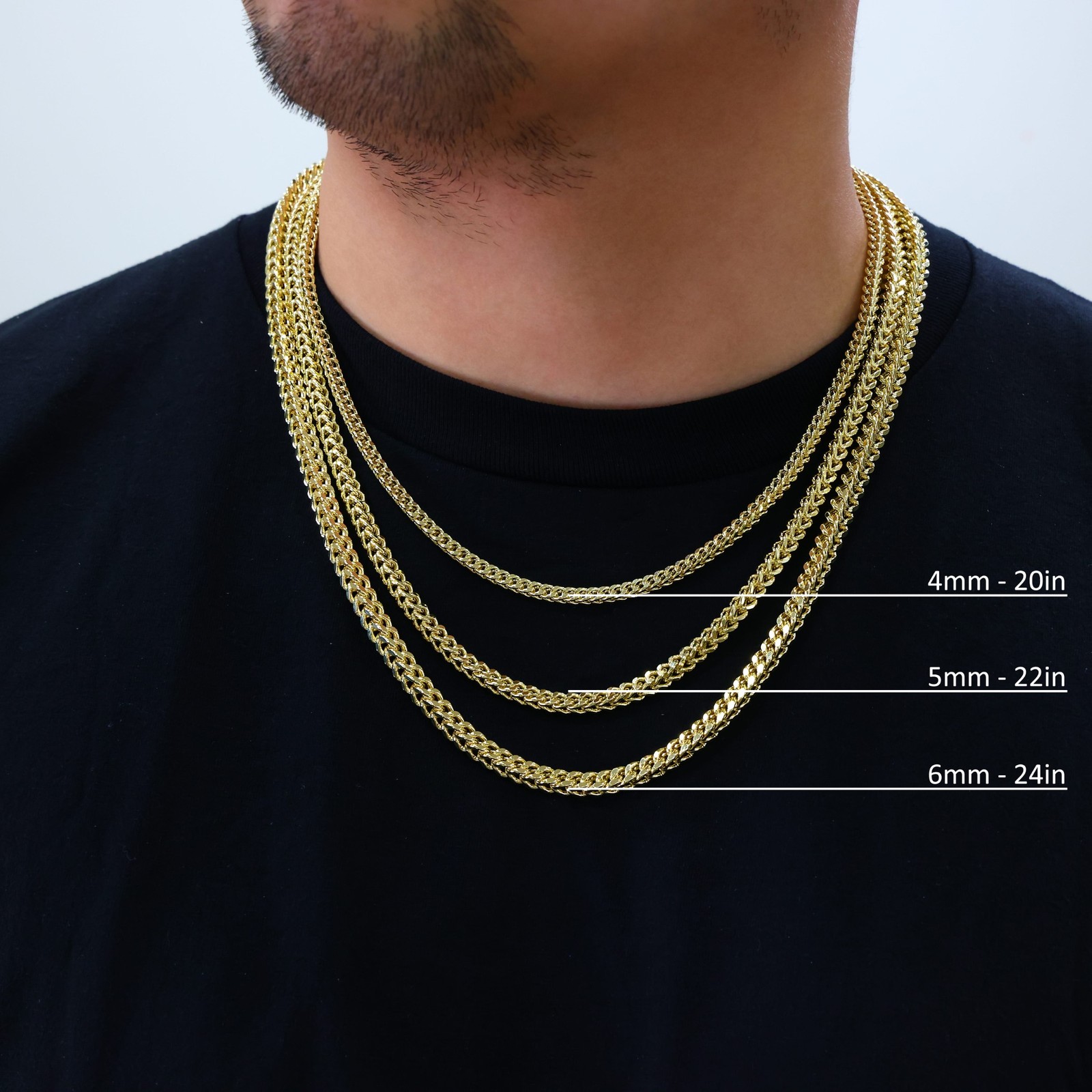 14K Yellow Gold 1.5mm-5mm Franco Square Box Chain Necklace Mens Womens 16″- 30″