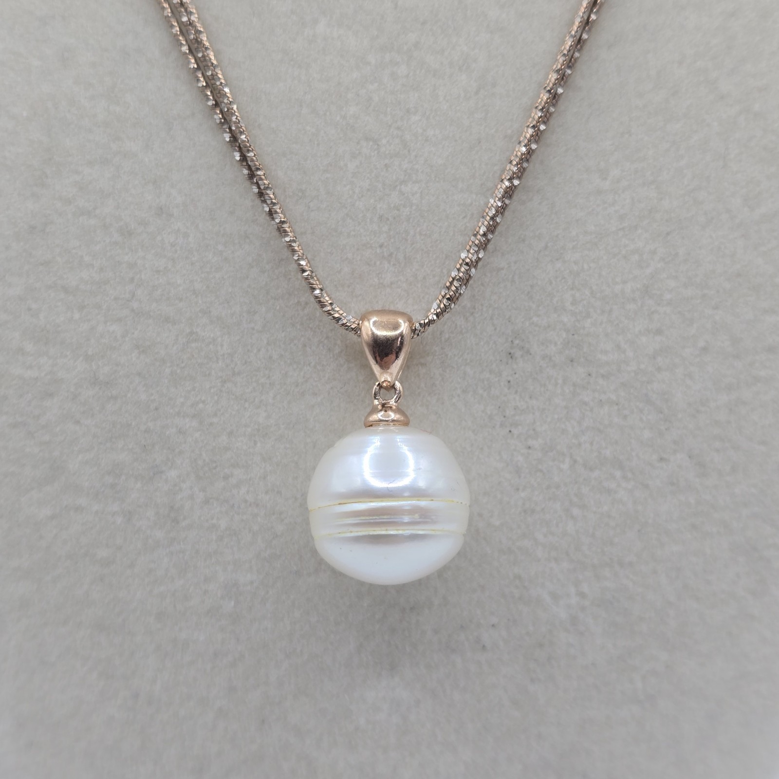 Honora 925 Italy Rose Gold Over Sterling Pearl Pendant Necklace 3 Strand 18″