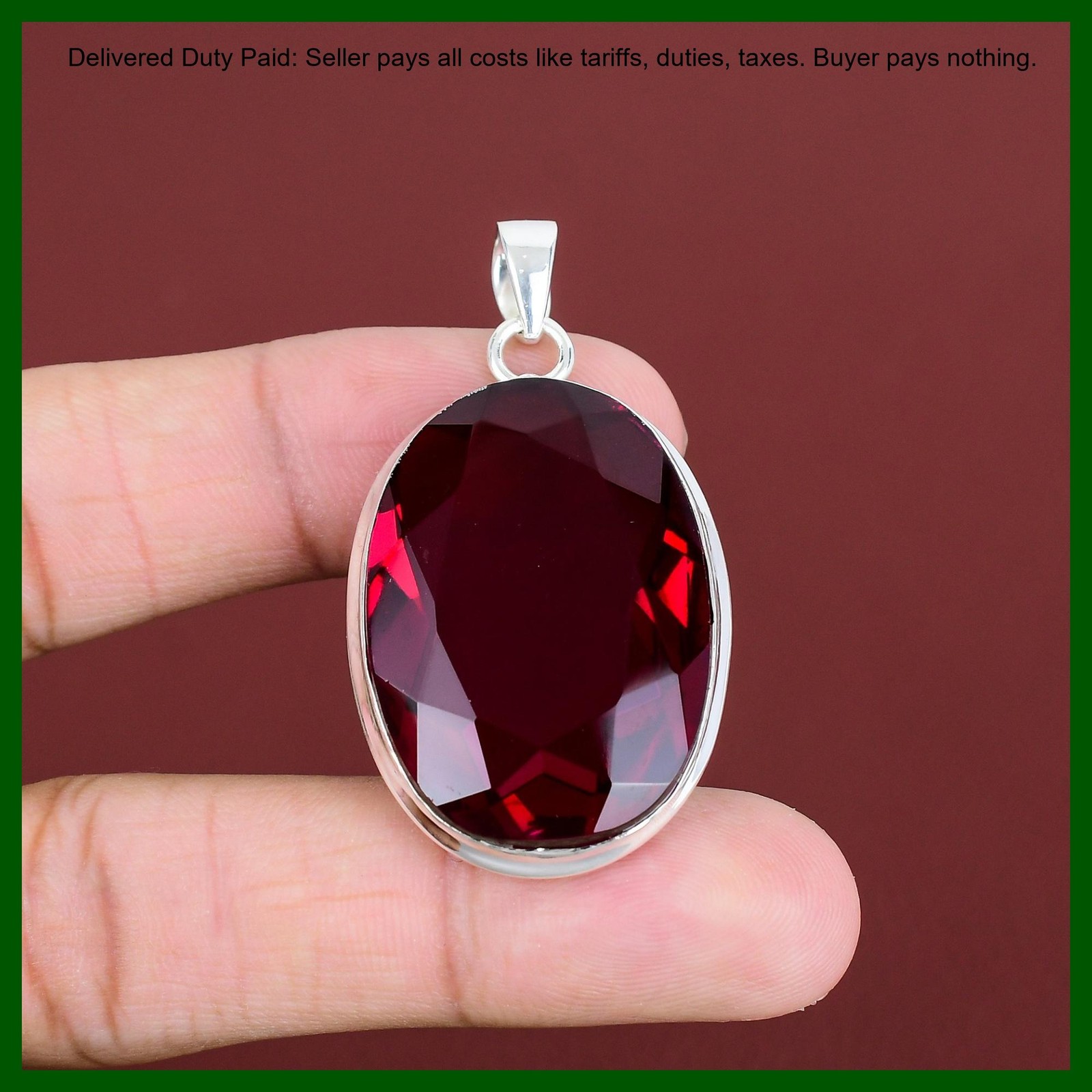 Oval Rubellite Stone Anniversary Sister Birthday Wedding Boho Pendant 925 Silver