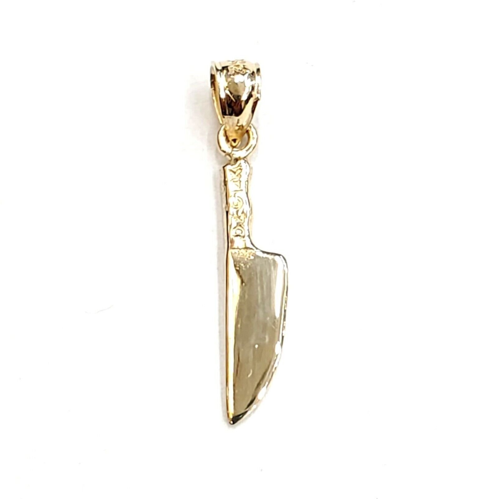 14k yellow Gold solid 3D kitchen utensil knife Pendant charm fine jewelry 1.1g