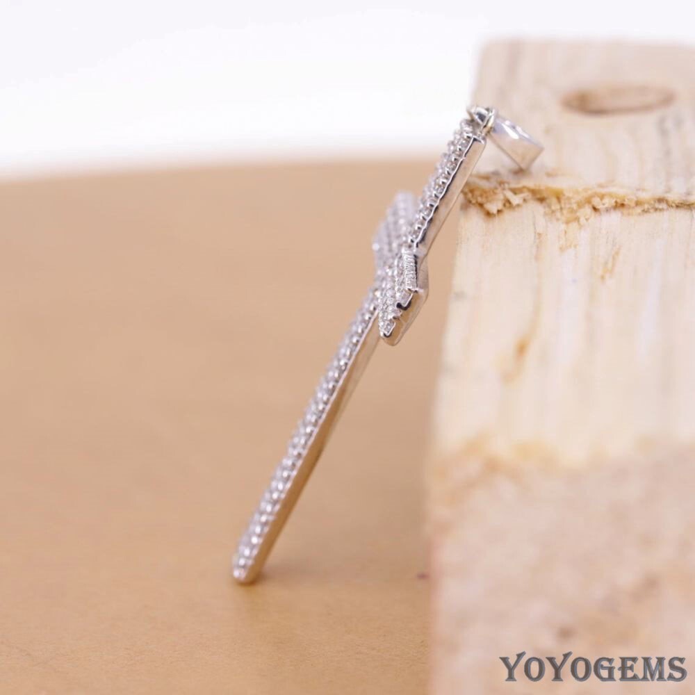 Moissanite Cross Wedding Pendant 2 Carat Round Cut F/VVS1 Solid 14K White Gold