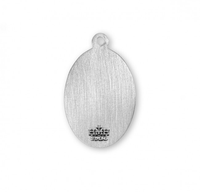 Ladies Sterling Silver Saint Emma Pendant Medal Necklace Made in USA