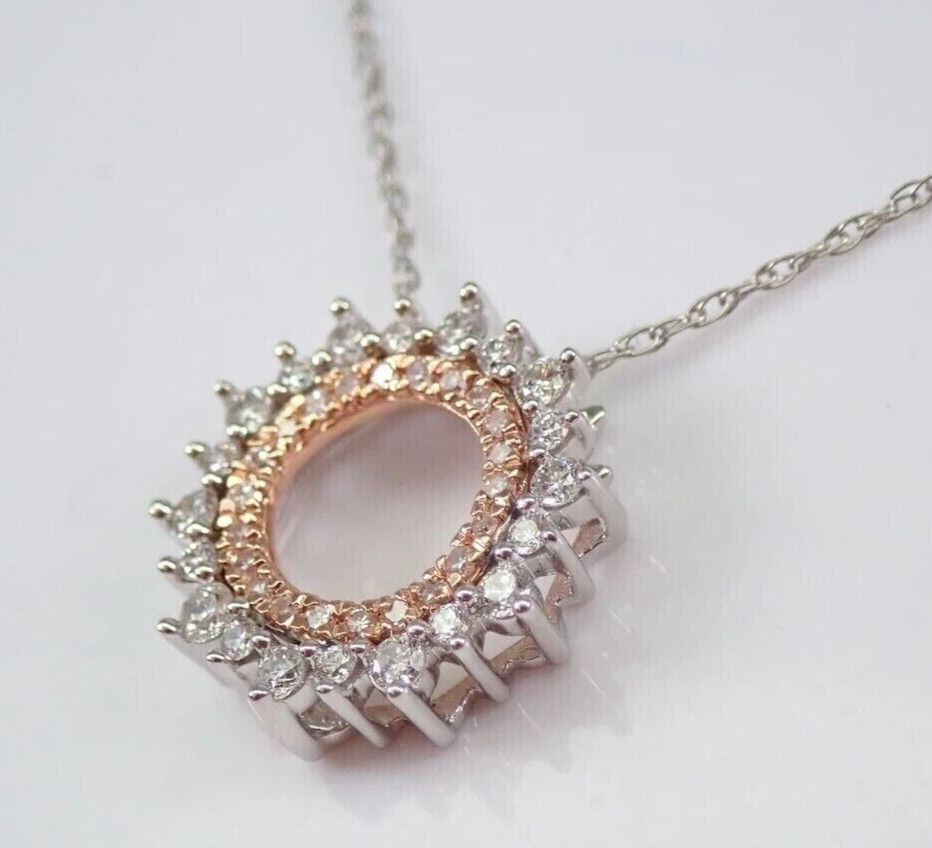 1.22ct Natural Moissanite Circle Floral Elegant Charm Necklace 925 Silver 18″