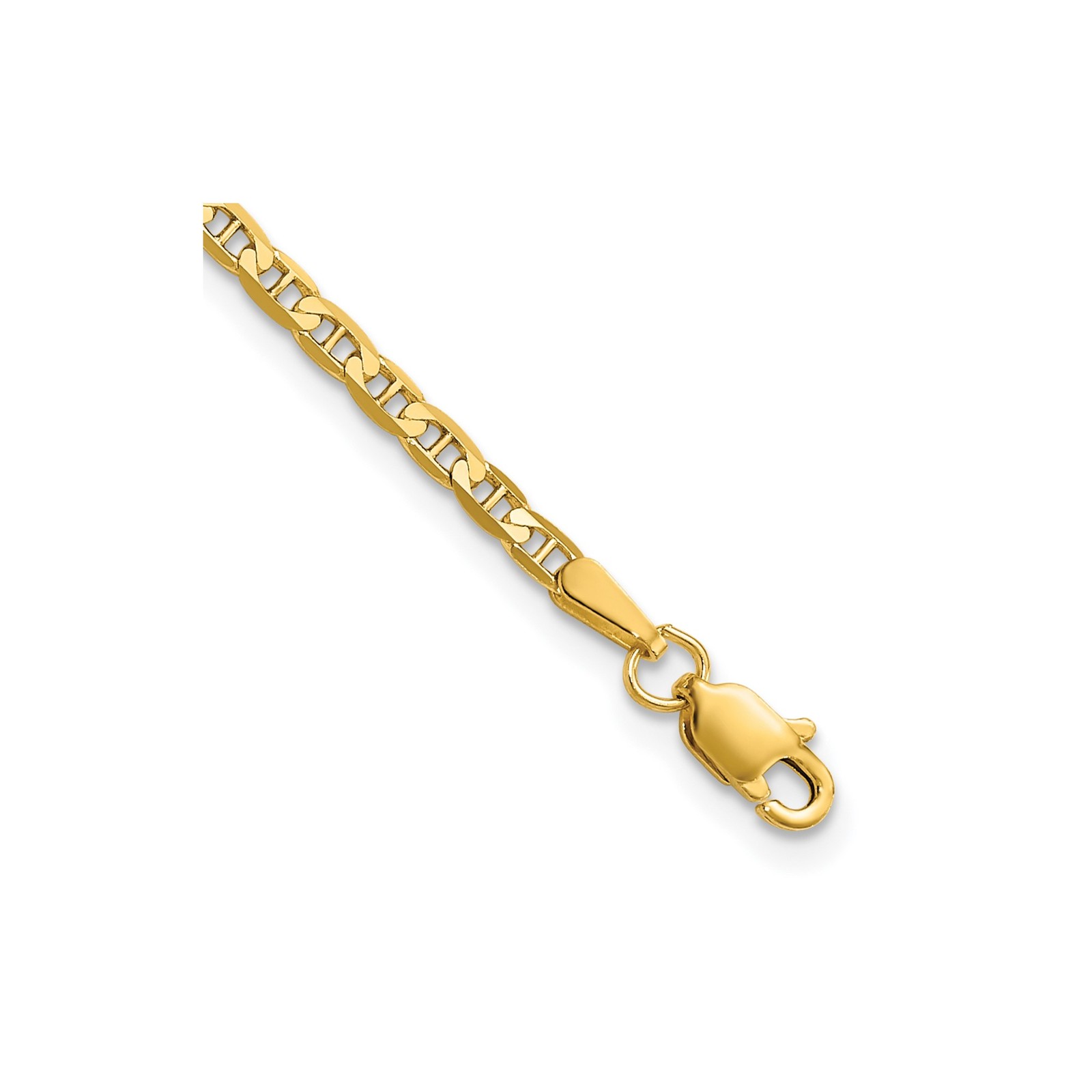14K Yellow Gold 2.4-8mm Anchor Chain Necklace 7-26 Inch Mens Womens