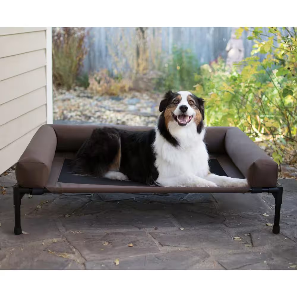 K&H 30 In. X 42 In. X 7 In. Large Chocolate/Mesh Original Bolster Pet Cot/Bed
