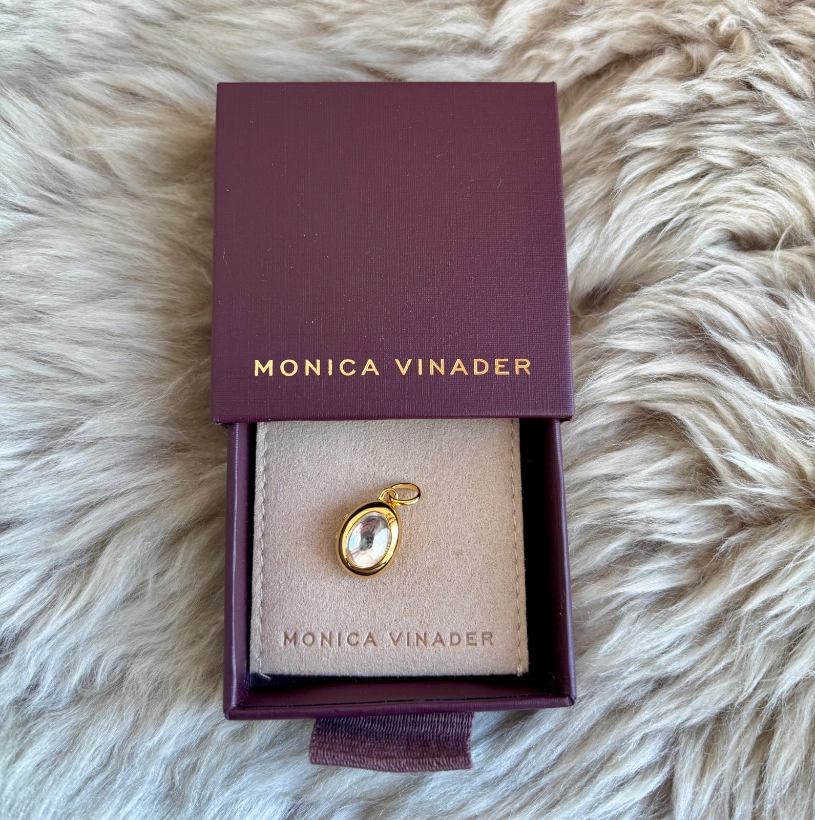 MONICA VINADER 💎 Locket 18k Gold & Rock Crystal RRP £99 Pre-Engraved