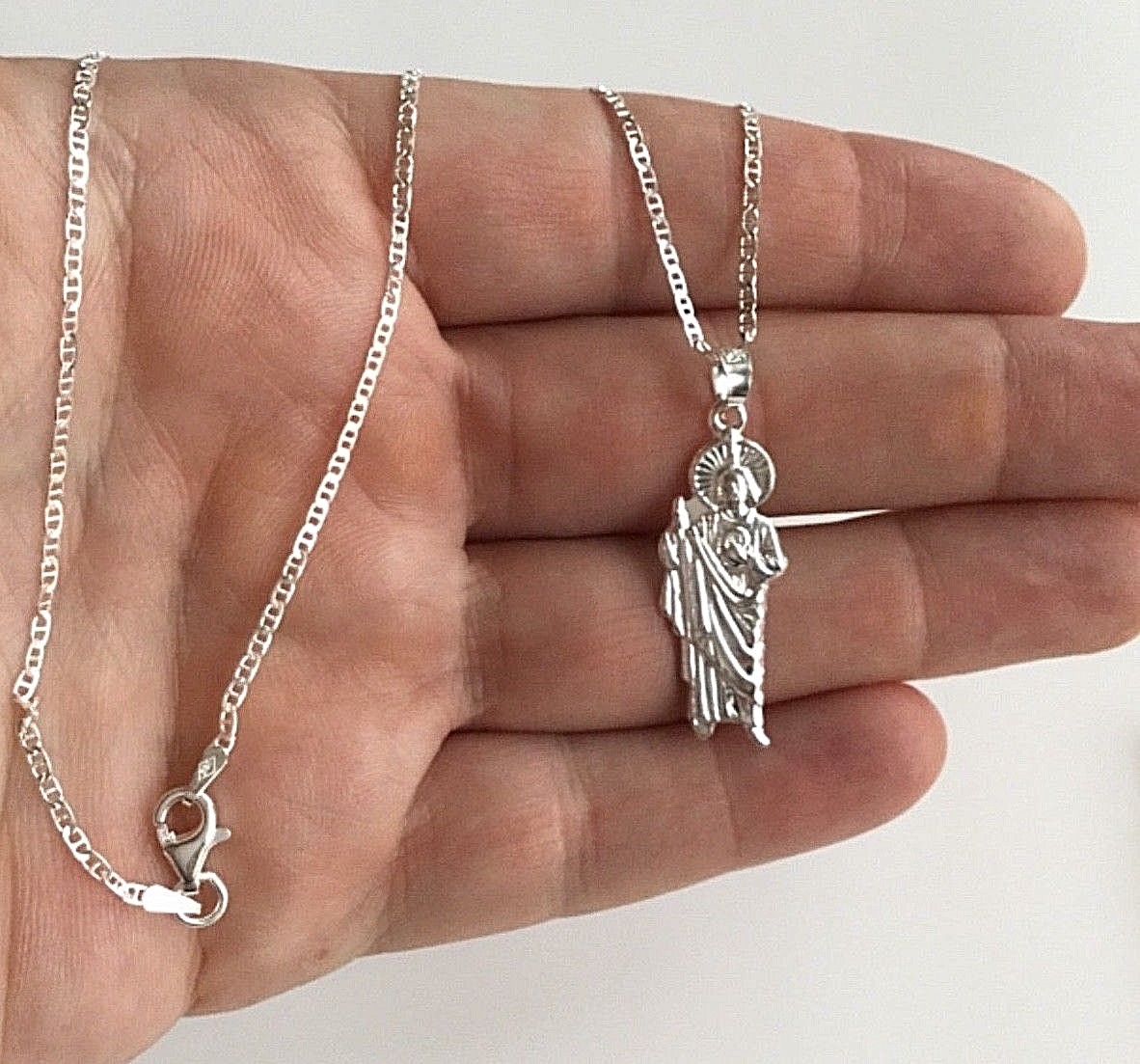925 SILVER SAINT JUDE NECKLACE 20” LONG/PLATA CADENA DE SAN JUDAS 20″ LARGO- SN6