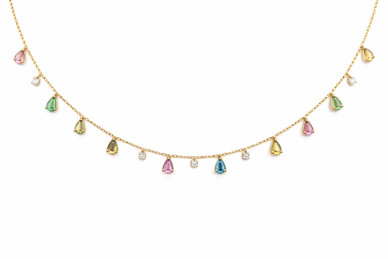 925 Sterling Silver Handmade Necklace Minimalist Multi Gemstone Annivery Gift
