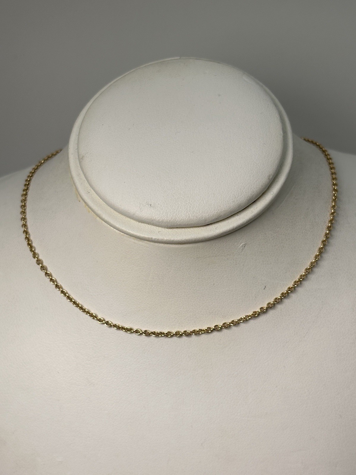 Solid 14K Yellow Gold Rolo Link Chain Necklace, 16”, 2.6 g, 1.8 mm