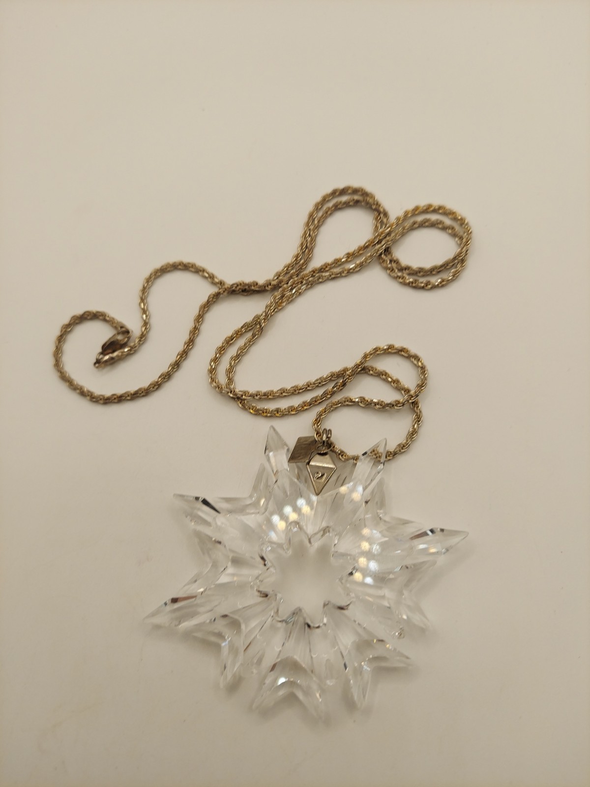 Swarovski Crystal Snowflake Star Pendant 925 Italy Rope Chain 28” 2003